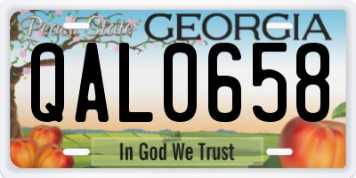 GA license plate QAL0658