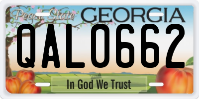 GA license plate QAL0662