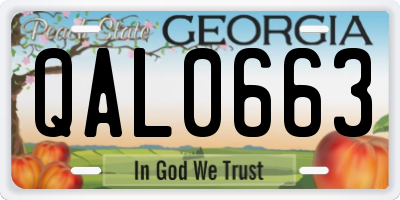GA license plate QAL0663