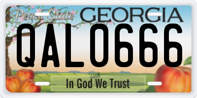 GA license plate QAL0666