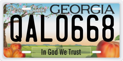 GA license plate QAL0668
