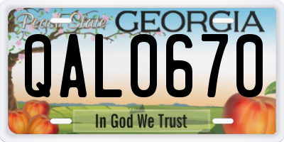 GA license plate QAL0670