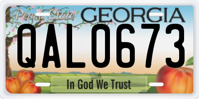 GA license plate QAL0673