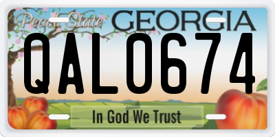 GA license plate QAL0674