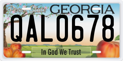 GA license plate QAL0678