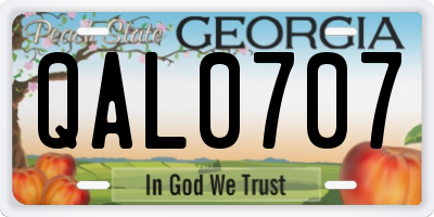 GA license plate QAL0707