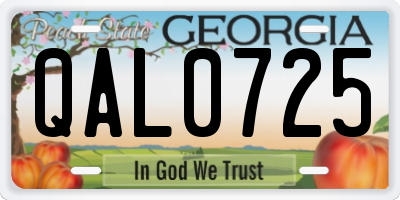 GA license plate QAL0725