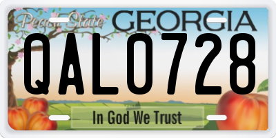 GA license plate QAL0728