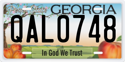 GA license plate QAL0748