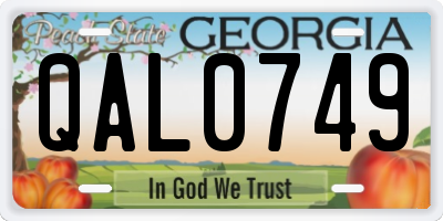 GA license plate QAL0749