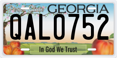 GA license plate QAL0752