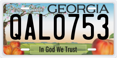 GA license plate QAL0753