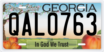 GA license plate QAL0763