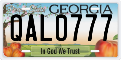 GA license plate QAL0777