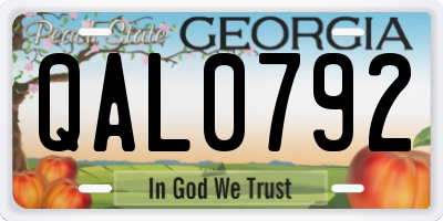 GA license plate QAL0792