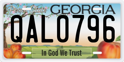 GA license plate QAL0796