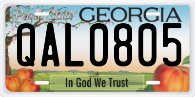 GA license plate QAL0805
