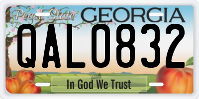 GA license plate QAL0832