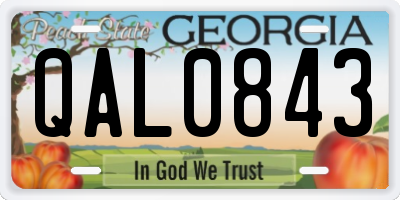 GA license plate QAL0843