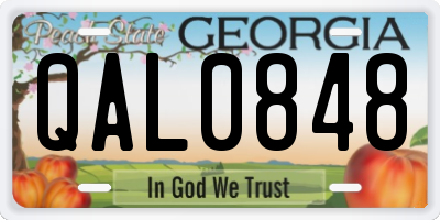 GA license plate QAL0848