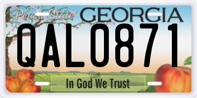 GA license plate QAL0871