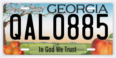 GA license plate QAL0885