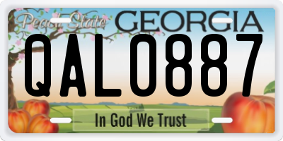 GA license plate QAL0887