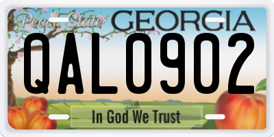 GA license plate QAL0902