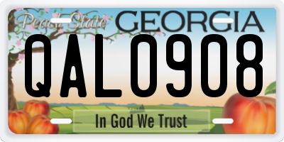 GA license plate QAL0908
