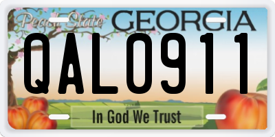GA license plate QAL0911