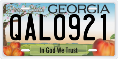 GA license plate QAL0921