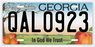 GA license plate QAL0923