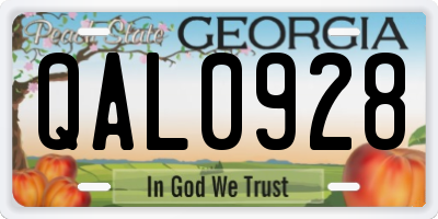 GA license plate QAL0928