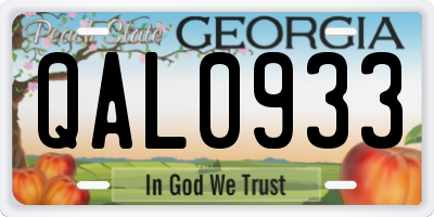 GA license plate QAL0933