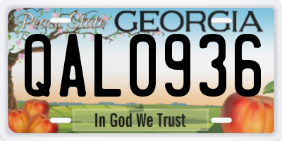 GA license plate QAL0936