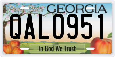 GA license plate QAL0951