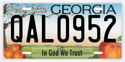 GA license plate QAL0952