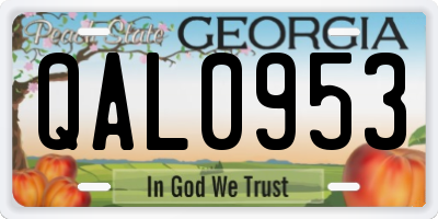 GA license plate QAL0953