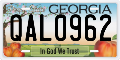 GA license plate QAL0962