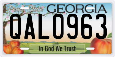 GA license plate QAL0963