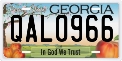 GA license plate QAL0966