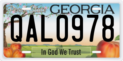 GA license plate QAL0978