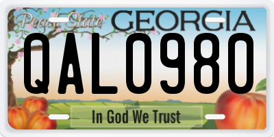GA license plate QAL0980