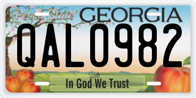 GA license plate QAL0982