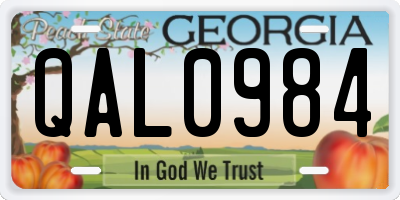 GA license plate QAL0984