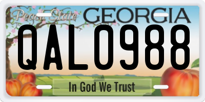 GA license plate QAL0988