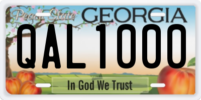 GA license plate QAL1000