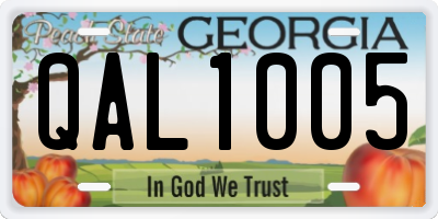 GA license plate QAL1005