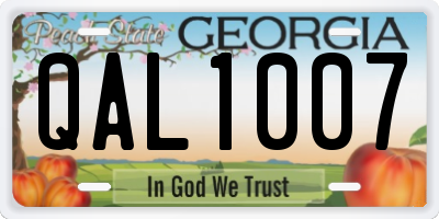 GA license plate QAL1007