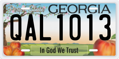 GA license plate QAL1013